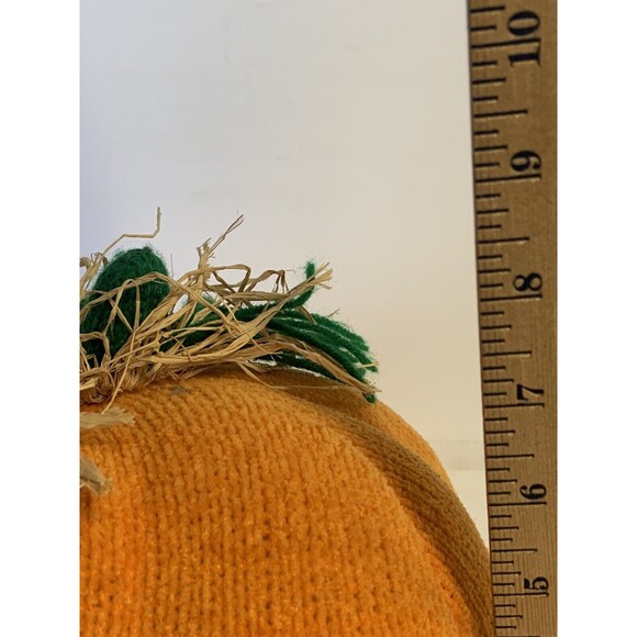 Crocheted Pumpkin Throw Pillow Autumn Fall Halloween Orange Jack O Lantern - Picture 8 of 8